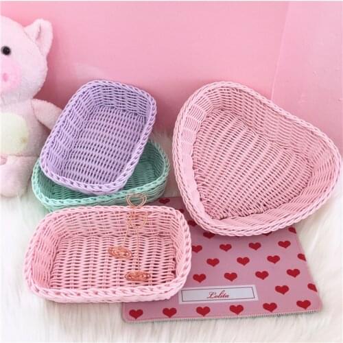 W&G Ins Desk Organizer Storage Box Ice Cream Color Princess Storage Box Desktop Storage Basket Shooting Props Desktop Finishing