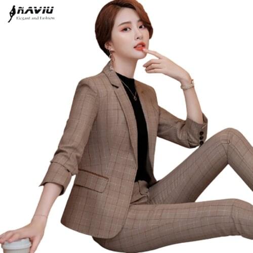 NAVIU Elegant and Fashion Women's Trouser Suits In A Cage