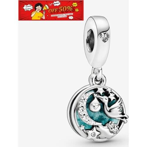 2020 New Fit Original Pandor Bracelets 925 Sterling Silver Beads Stork & Twinkling Stars Dangle Charm Women DIY Fashion Jewelry