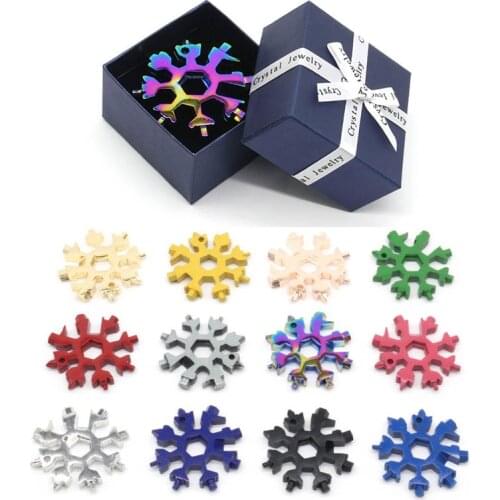 The New 18 In 1 Snowflake multifunction tool Snowflake Spanner Keyring Hex Multifunction Outdoor Hike Wrench Birthday Present