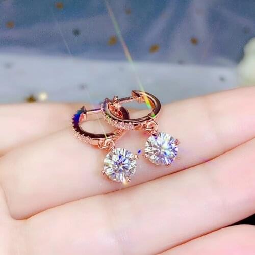 Dazzling moissanite earrings with attractive character for women jewelry shiny gem 6.5x6.5mm size 1carat each real 925 silver