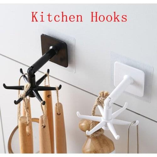 Punch-free 360° Rotated Portable Oversized Weighing Hook Kitchen Utensils Waterproof Non-marking Stickers Hanger Bathroom Rack