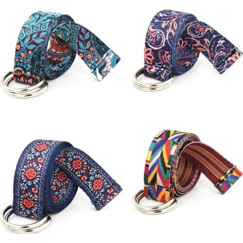 Model Sells Well Boho Girl Double-sided Printed Canvas Belt Womens Fashion Decoration Simple Leisure Joker Long Pants Girdle