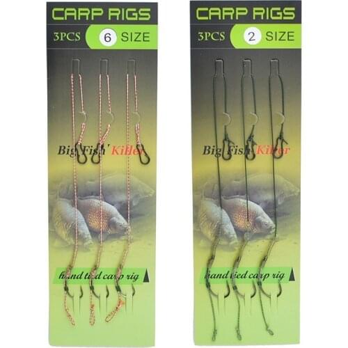 Carp Fishing Hair Rig 3pcs/set Quick Links Coated Braid Line Ready Tied Carp Rig Curve Shank Fishing Hooks Size 2# 4# 6# 8