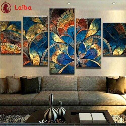 DIY round square diamond embroidery fantasy butterfly flower 5 pcs set cross stitch 5d diamond painting rhinestone mosaic decor