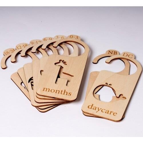Hollow out Newborn 24 Months Baby Closet Dividers Wood Nursery Closet Clothes Organizers Baby Wardrobe Divider New Mom Gift