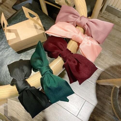 High Quatity Solid Color Big Bow Hairpins For Girl Popular Hair Clip For Women Sweet Two-layer Satin Hairgrip Hair Accessories