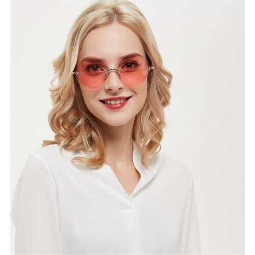 MINCL/Hot sales Retro Shades Round Sunglasses Pink Lens Yellow 2018 Metal Frame Clear Lens Sun Glasses For Women Unisex UV400 NX