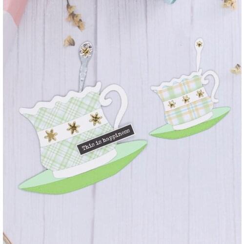 ZLDECOR Two Sizes Vintage Teacup Metal Cutting Dies Stencils for DIY Scrapbooking Decorative Embossing DIY Paper Cards