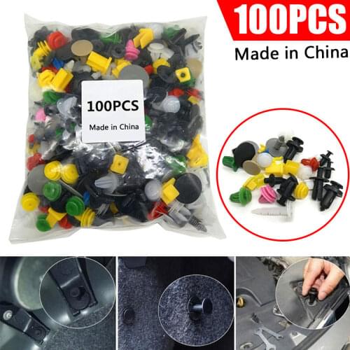 100PCS Mixed Auto Fastener Vehicle Car Bumper Clips Retainer Fastener Rivet Door Panel Fender Liner Universal Fit for Car