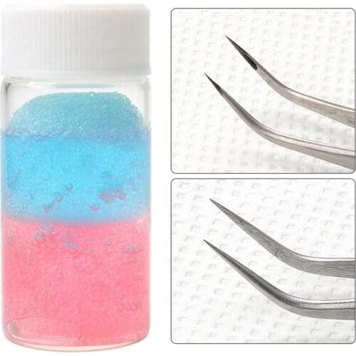 25ml Eyelashes Tweezers Cleaner Eyelash Extension Tweezers Cleaning Tools with Glue Remover Liquid and Sponge Ball Cleaning Glue