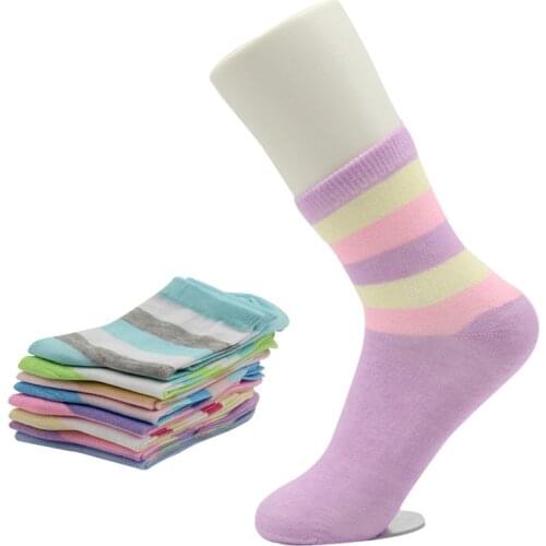 5 Pairs Candy Color Striped Women Short Socks Breathable Absorb Sweat High Quality Cotton Lady Socks Simple Cute Girl Sock Meias