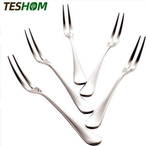 5pcs/lot Stainless Steel Fruit Forks For Restaurant Cafeteria Home Party Dessert Fork 13cm Lovely Fruit Fork Tableware