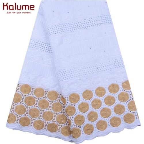 Kalume Swiss Cotton African Lace Fabric 2020 High Quality Lace Nigerian Swiss voile Embroidery Lace Fabric 5Yards Wedding F1967