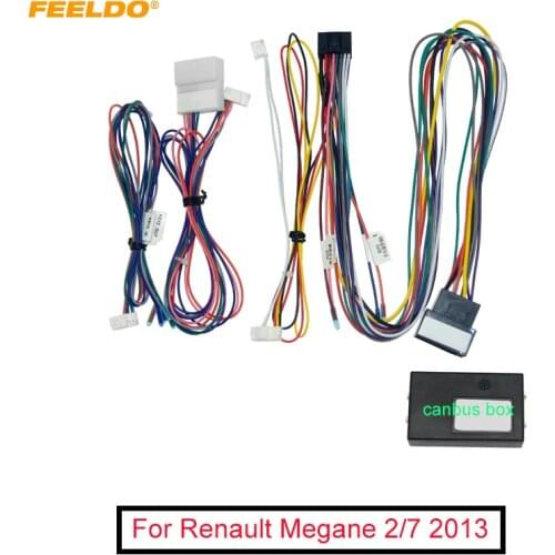 FEELDO Car 16pin Audio Wiring Harness With Canbus Box For Renault Megane 2/7 Aftermarket Stereo Installation Wire Adapter