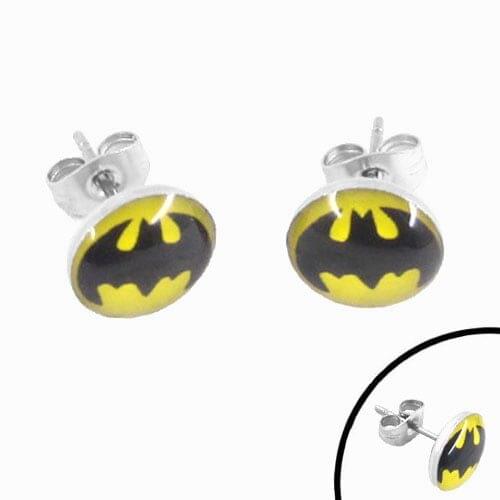 Free shipping! Enamel Bat man Earring Body Piercing Stainless Steel Jewelry Trendy Motor Biker Earring Studs SJE370019-1