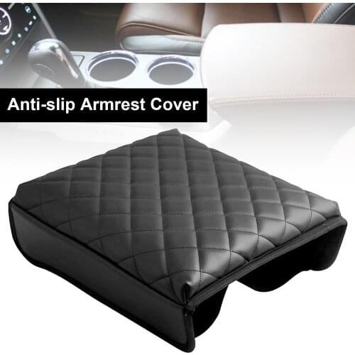 Black PU Leather Anti-slip Armrest Cover Interior Universal Size Car Armrest Pad Covers for Ford Explorer SUV 2011-2019