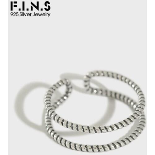 F.I.N.S Minimalism 925 Sterling Silver Rings for Women Simple Retro Double Layer Twist Finger Ring Fashion Rings for Women 2019