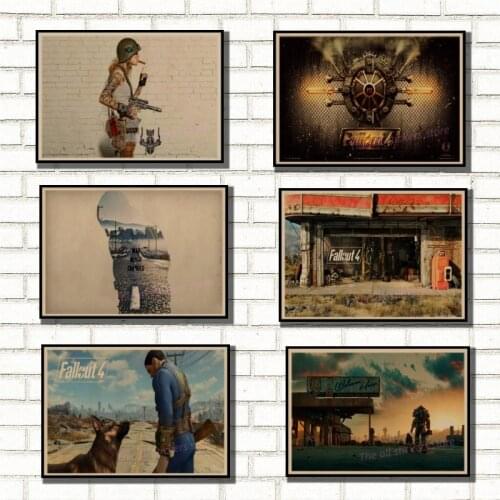 Fallout New Vegas Fallout 3 4 Game Poster Home Furnishing decoration Kraft Game Poster Drawing core Wall stickers /2030-4