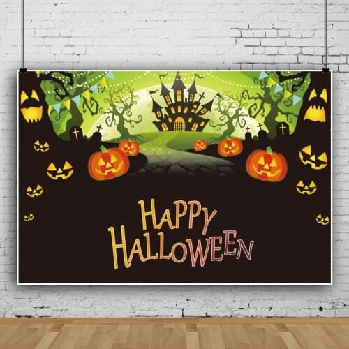 Horror Night Happy Halloween Pumpkin Portrait Photography Background Rave Party Decors Photo Video Backdrop Photocall