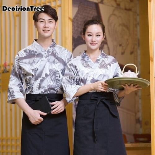 2021 hot unisex japanese korea style medium sleeve chef cook uniform top waiter work wear restaurant cuisine cook