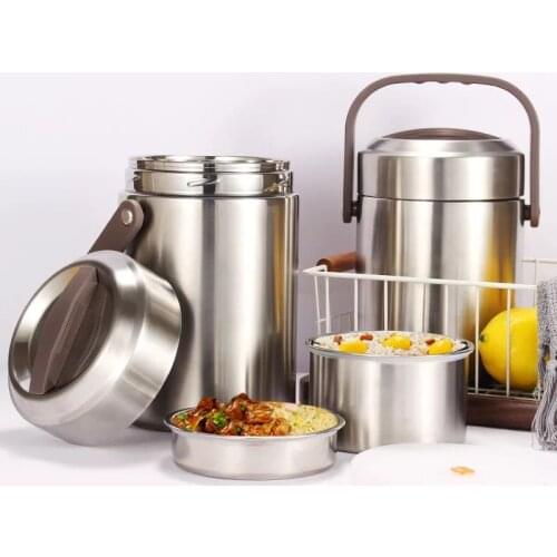 1.5L/2L/2.6L Large Capacity 304 Stainless Steel Thermal Lunch Box Portable Lunch Box Adult Student Bento Box Lunch Bucket