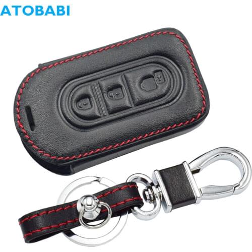 Leather Car Key Case For Nissan Duke Navara Micra Xtrail Qashqai Juke 3 Buttons Remote Fob Cover Keychain Bag Auto Accessories