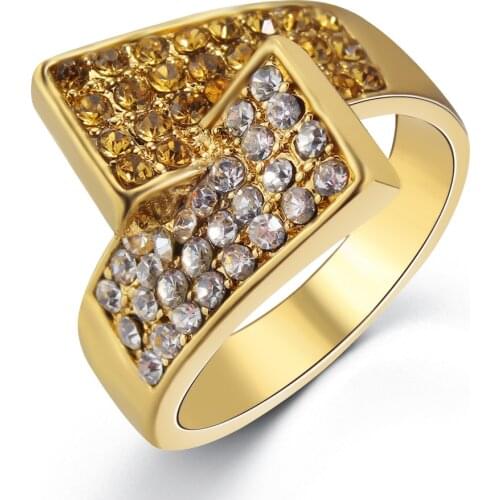 Cross Creative Womens Gold Finger Ring Micro-inlaid Transparent / Orange Zircon Ring Womens Engagement Ring Girlfriend Gift