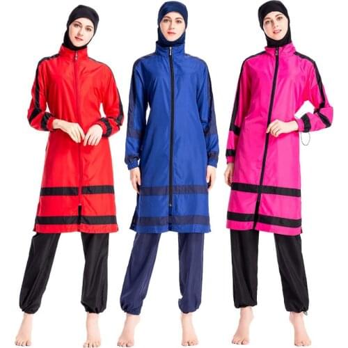 Swimsuit for Muslim Women Sport Swimsuit Musulman Stitching Womens Swimwear Novelties Sportswear Large Size Zipper Burkinie 3XL