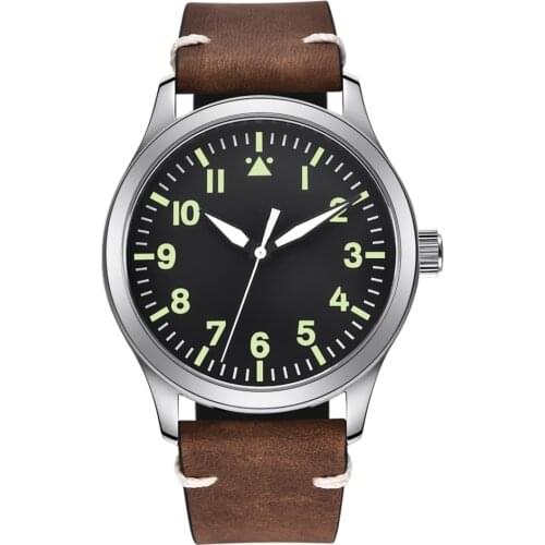 Men Mechanical Wristwatches Super Luminous Sapphire Crystal Leather Nylon Strap Black Dail Military Automatic Watch Man Clock