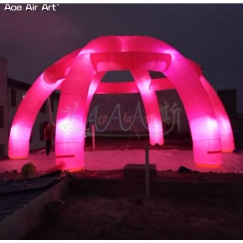 Latest Huge 10m dia Inflatable Spider tent 6 legs car cover marquee manufacturers with led colorful lights for exhibition