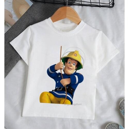 New Children Cartoon Fireman Sam Printed Funny T Shirt Kids Summer Tops Baby Girls Boys Great Casual Harajuku T-shirt Round Neck