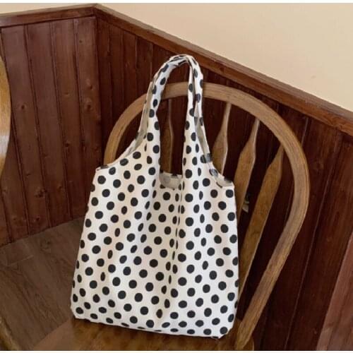 New Shoulder Bags Point Print Casual Large-capacity Canvas Tote Bag Female Fashion Shopping Bags Women Сумка Женская Через Плечо