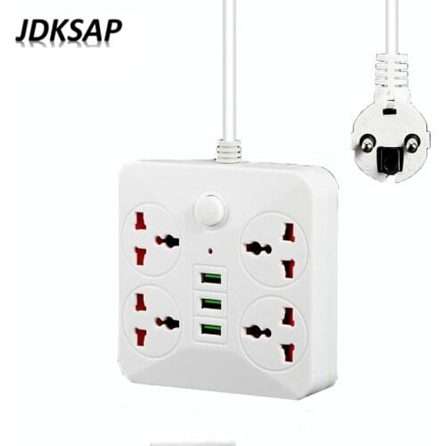 Power Board 2.1A Fast Charging 3 USB Charger Power Socket Adapter 4 Socket 2M Power Extension Socket For Network Filter
