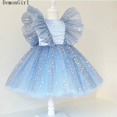 New Girls Birthday Dresses Kids Princess O-neck Ball Gown Kids Clothes Toddler Girl Children costume 1-14Y