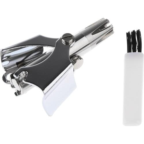 Professional Portable Manual Hand Nose Ear Hair Trimmer Hair Removal Clipper Sharp Cutting Tool with Cleaning Brush