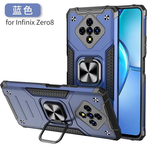 Shockproof Case For Infinix Zero 8 Ring 360 Protect Back Cover Infinix Zero8 Luxury Bumper Case Infinix Zero 8 X687 Stand Fundas