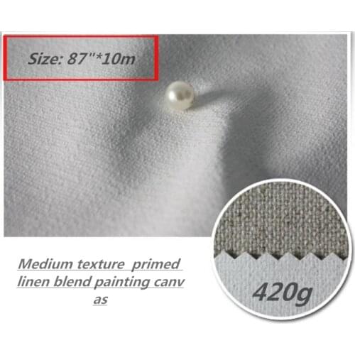87"*10m blank primed quality linen blend canvas roll with medium texture for artists 2.2m wide