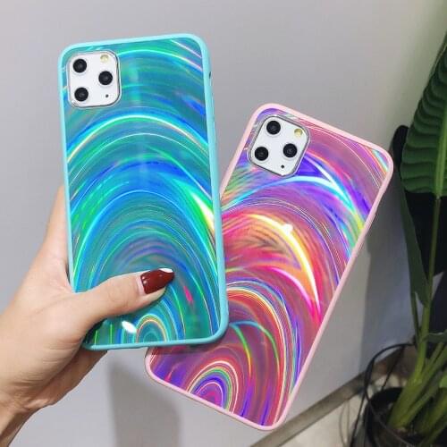 LS Rainbow Phone Case for iPhone SE 2020 6S 7 8 Plus XS MAX XR 11Promax iPhone 11 Case of Soft Silica Gel Laser Acrylic Fashion