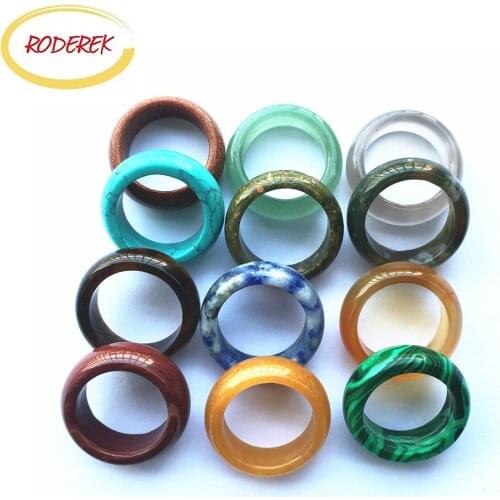 Different Kinds of Genuine Agate Turquoise Topaz Jade Rings for Women and Men as the Present