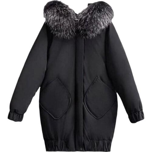 Plus Size 4XL Women Thick Winter Jacket Women Students Korean Loose Cotton Mid-Long Big Fur Collar Parkas Female Casaco Feminino