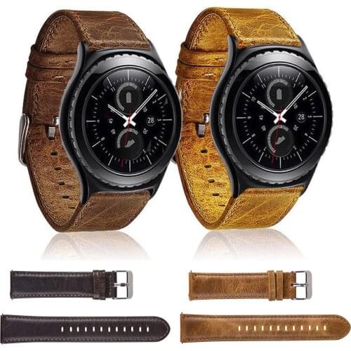 22mm Vintage Genuine Leather Strap for Samsung Gear S3 Frontier Watch Band For Gear S3 Classic Bracelet with Quick Release Pins