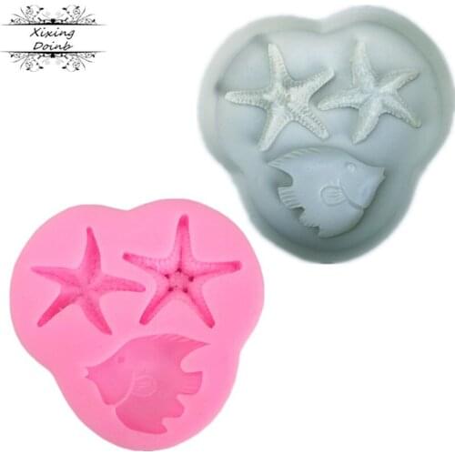 DIY sea star fish silicone soft candy mold cake decoration tool chocolate mold resin clay mold