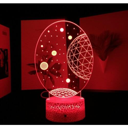 Battery Powered Unique Desk Lamp 3D Illusion Baby Night Light Space Planet Nightlight for Kids Gift Child Bedroom Decoration