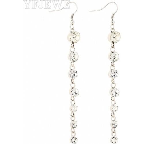 YFJEWE 2017 New Elegant Leaf Shape Drop Earrings Statement Tiny CZ Rhodium Plated Noble Bridal Wedding Dangle Brincos Jewelry