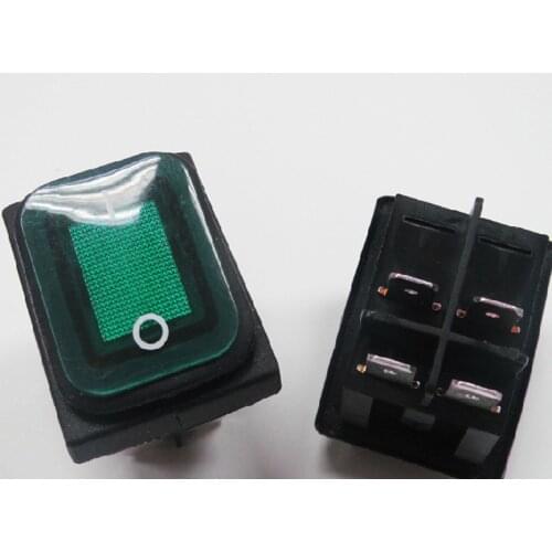 YOCOMYLY 5pcs Green IP65 Waterproof 4 Pin 2 position Rocker switch 250V/10A 125V/16A UL