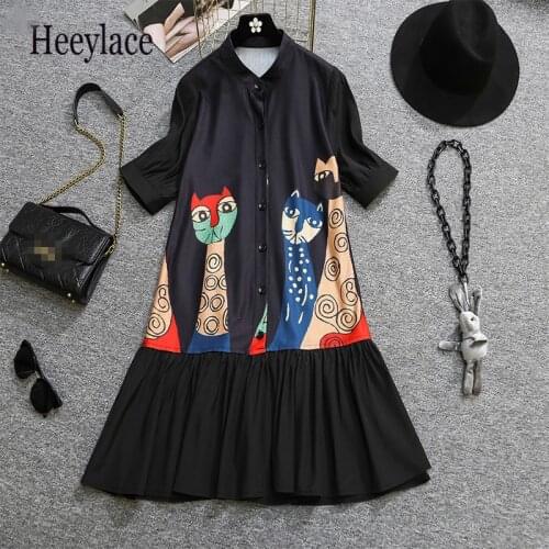 Plus size office ladies elegant dresses women fashion print short sleeve ruffles patchwork loose casual 5XL dresses female robe