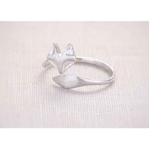 Jisensp Fashion Foxs Head Ring Cute Animal Open Fox Ring for Women Party Gift Simple Lovely Ring Fox Wedding Gifts Mens Jewelry