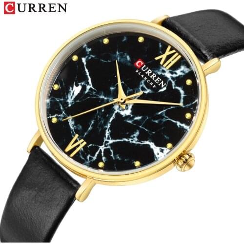 Gold CURREN Top Brand Leather Watch Luxury Classic Wrist Watch Fashion Casual Simple Quartz Wristwatch Clock Women Watches