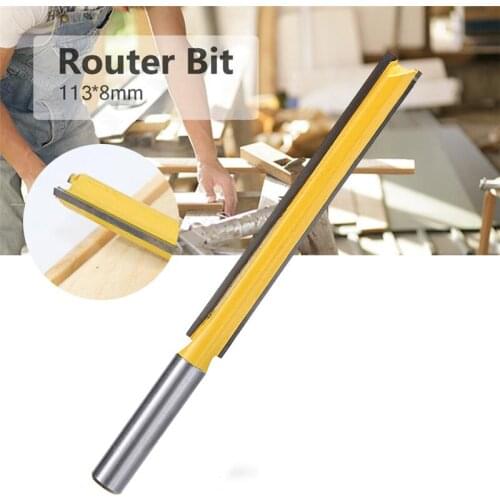 1pc 8mm Shank 3/8 inch Long Straight Router Bit Double Groove Carbide Wood Cutting Tool Woodworking Milling Cutter
